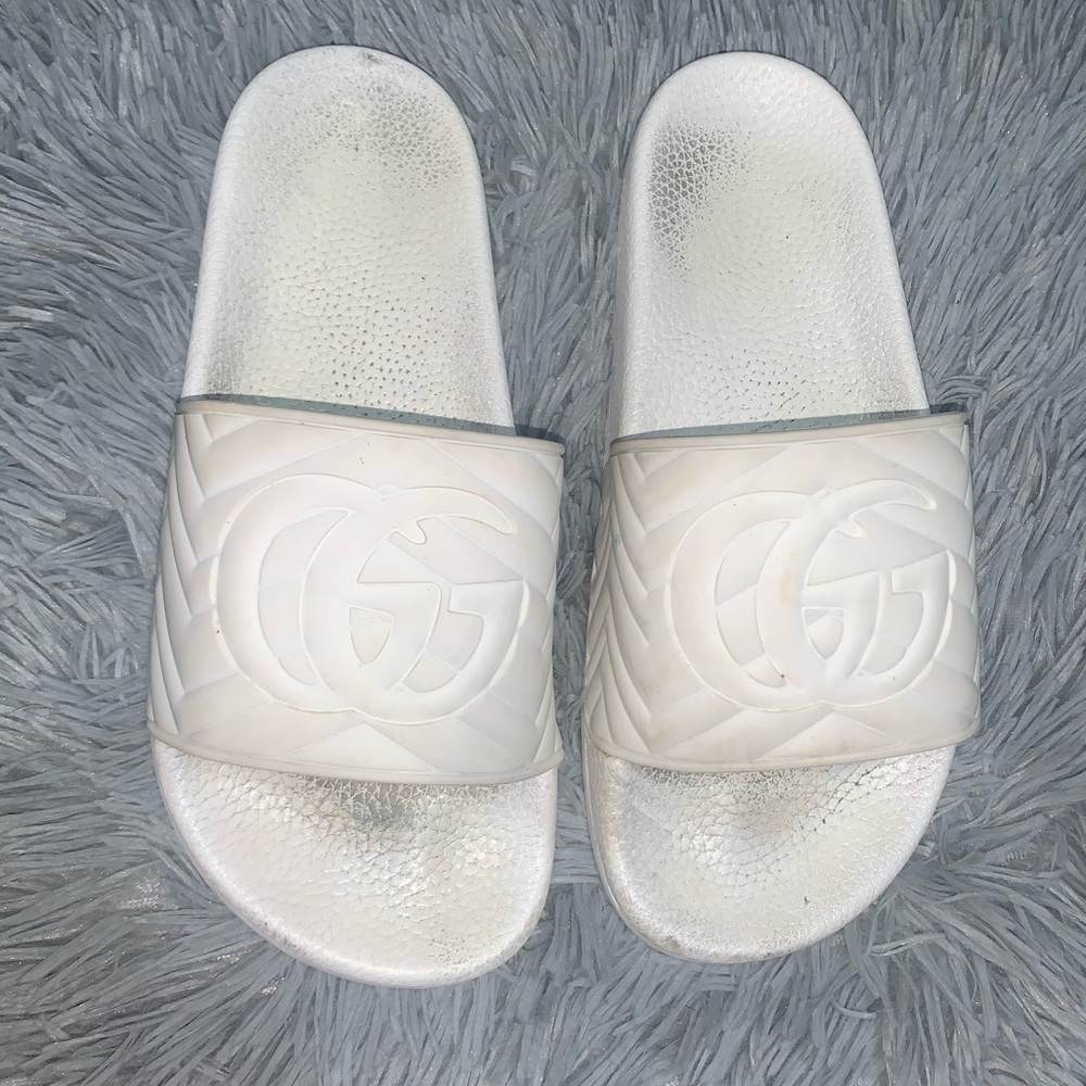 White Gucci Slides